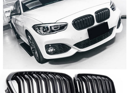Grill med dubbla ribbor i blanksvart för BMW 1-serie F20/F21 Facelift