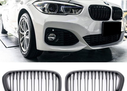Mattsvart Grill Dubbelribb BMW 1-Serie F20/F21 Facelift 2015-2019