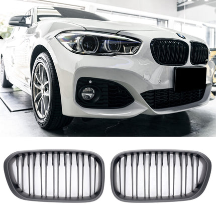 Mattsvart Grill Dubbelribb BMW 1-Serie F20/F21 Facelift 2015-2019