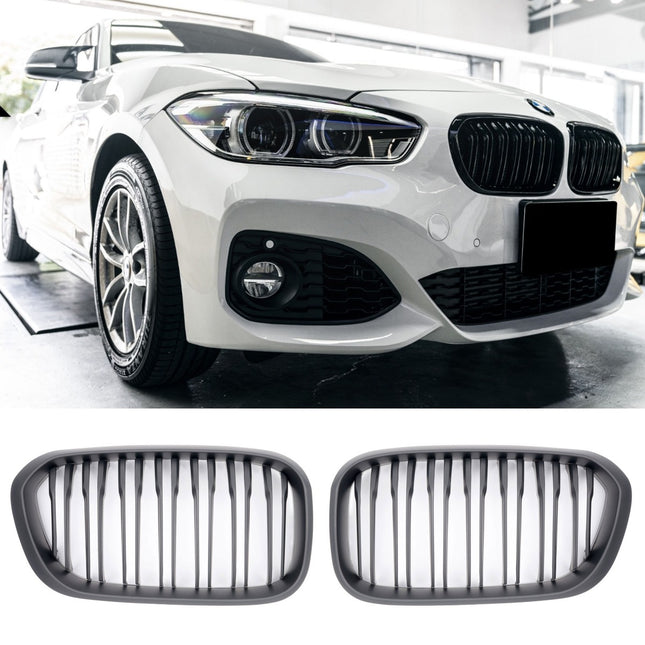 Mattsvart Grill Dubbelribb BMW 1-Serie F20/F21 Facelift 2015-2019