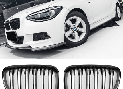 Blanksvart Grill Dubbelribb BMW 1-Serie F20/F21 2011-2015
