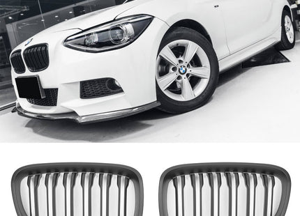 Mattsvart Grill Dubbelribb BMW 1-Serie F20/F21 2011-2015