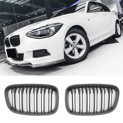 Mattsvart Grill Dubbelribb BMW 1-Serie F20/F21 2011-2015