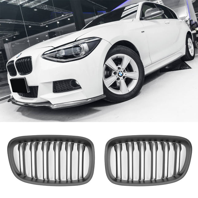 Mattsvart Grill Dubbelribb BMW 1-Serie F20/F21 2011-2015