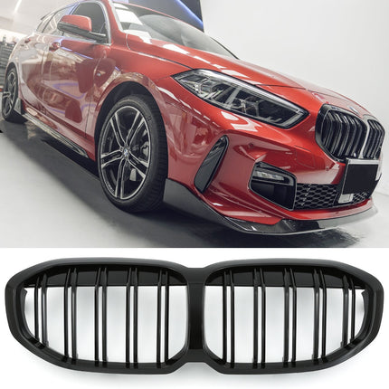 Blanksvart Grill Dubbelribb BMW 1-Serie F40 2019+