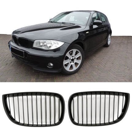 Blanksvart Grill Enkelribb BMW 1-Serie E87 2004-2007
