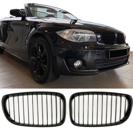 Blanksvart Grill Enkelribb BMW 1-Serie E87/E81/E82/E88 Facelift 2007-2011