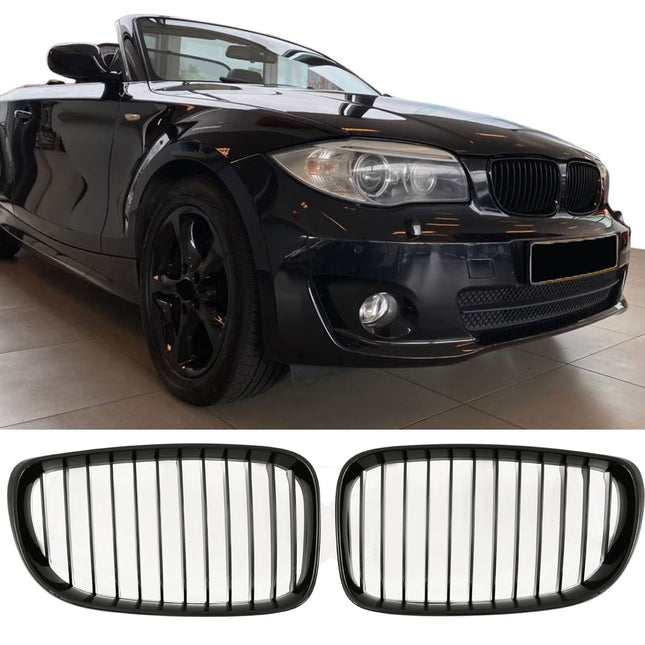 Blanksvart Grill Enkelribb BMW 1-Serie E87/E81/E82/E88 Facelift 2007-2011