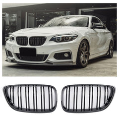 Blanksvart Grill Dubbelribb BMW 2-Serie F22/F23 / M2 F87 2013-2021