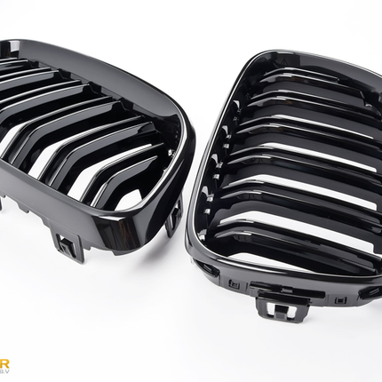 Blanksvart Grill Dubbelribb BMW 2-Serie F22/F23 / M2 F87 2013-2021