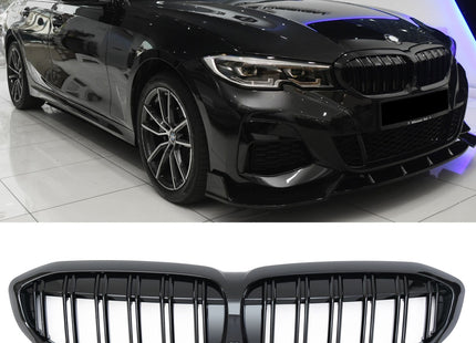 Blanksvart Grill Dubbelribb BMW 3-Serie G20/G21 2019-2022