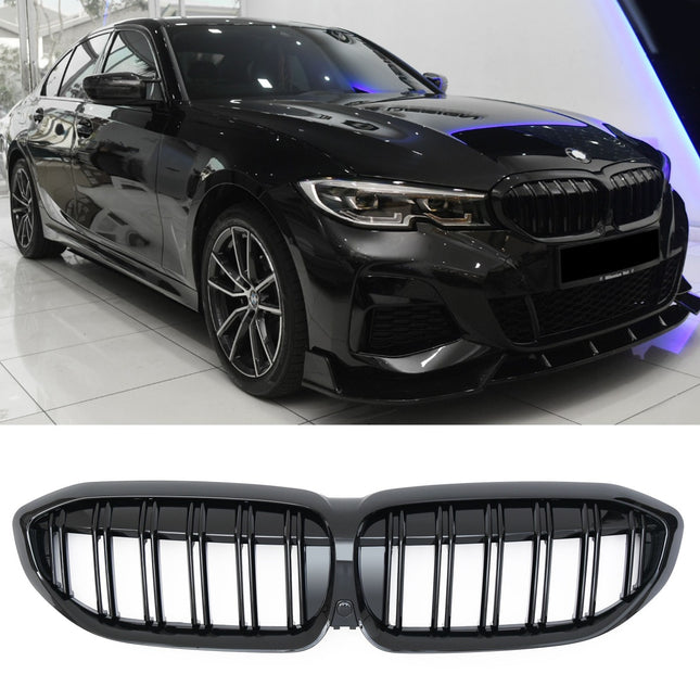 Blanksvart Grill Dubbelribb BMW 3-Serie G20/G21 2019-2022