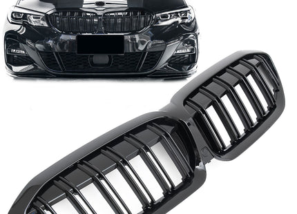 Grill med dubbla ribbor i blanksvart för BMW 3-serie G20/G21 (före facelift)
