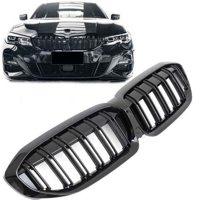 Blanksvart Grill Dubbelribb BMW 3-Serie G20/G21 2019-2022