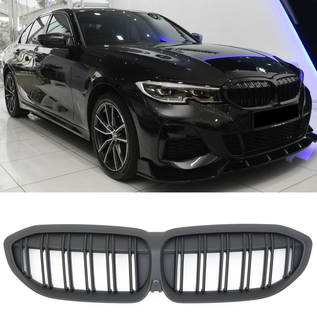 Mattsvart Grill Dubbelribb BMW 3-Serie G20/G21 2019-2022