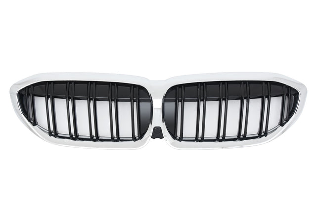 Krom/Svart Grill Dubbelribb BMW 3-Serie G20/G21 2019-2022