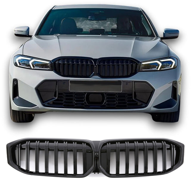 Blanksvart Grill Enkelribb BMW 3-Serie G20/G21 Facelift 2022+