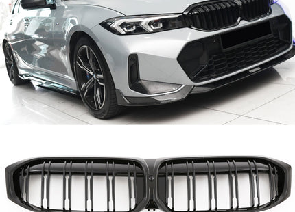 Blanksvart Grill Dubbelribb BMW 3-Serie G20/G21 Facelift 2022+