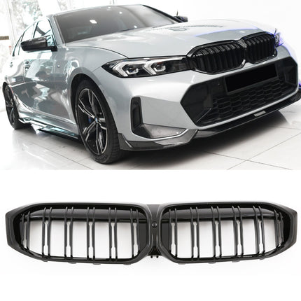 Blanksvart Grill Dubbelribb BMW 3-Serie G20/G21 Facelift 2022+