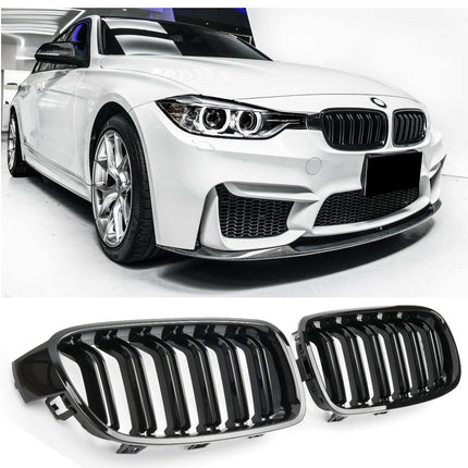 Blanksvart Grill Dubbelribb BMW 3-Serie F30/F31 2011-2019