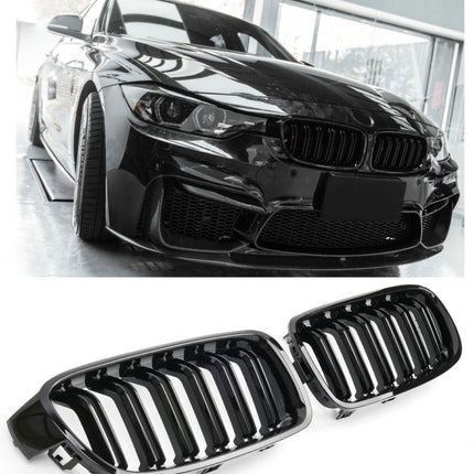 Blanksvart Grill Dubbelribb BMW 3-Serie F30/F31 2011-2019