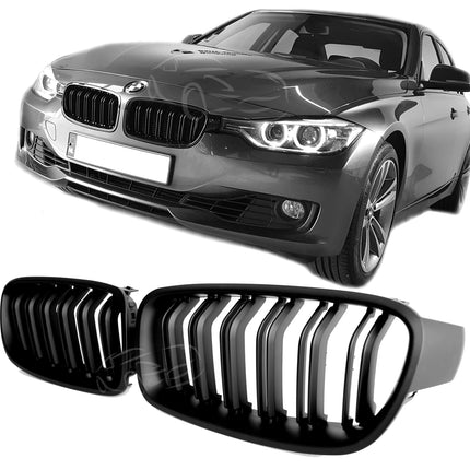 Mattsvart Grill Dubbelribb BMW 3-Serie F30/F31 2011-2019