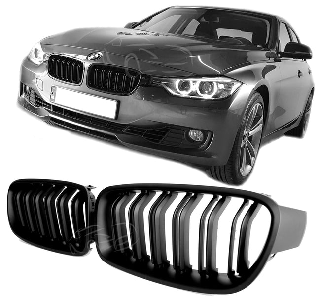 Mattsvart Grill Dubbelribb BMW 3-Serie F30/F31 2011-2019