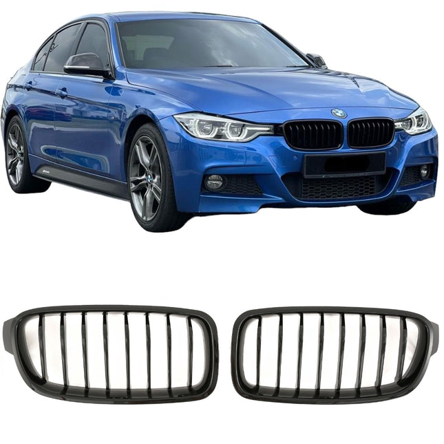 Blanksvart Grill Enkelribb BMW 3-Serie F30/F31 2011-2019