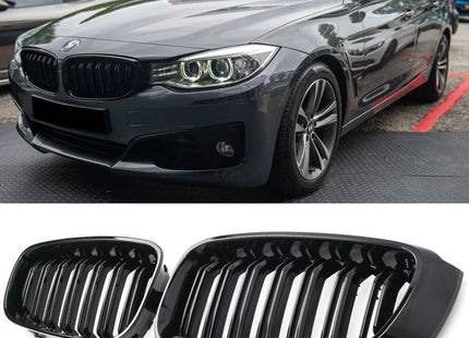 Blanksvart Grill Dubbelribb BMW 3-Serie GT F34 2013-2019