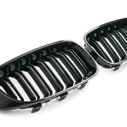 Blanksvart Grill Dubbelribb BMW 3-Serie GT F34 2013-2019