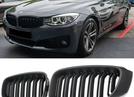 Mattsvart Grill Dubbelribb BMW 3-Serie GT F34 2013-2019
