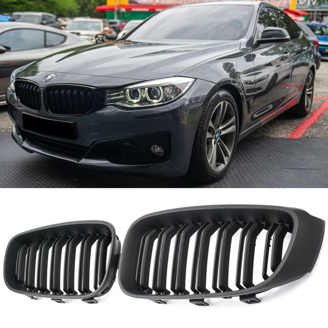Mattsvart Grill Dubbelribb BMW 3-Serie GT F34 2013-2019