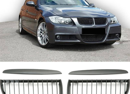 Blanksvart Grill Enkelribb BMW 3-Serie E90/E91 2005-2008