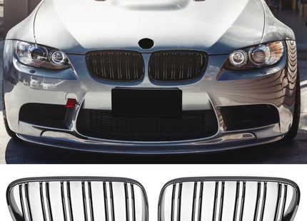 Blanksvart Grill Dubbelribb BMW 3-Serie E92/E93 Facelift 2010-2013