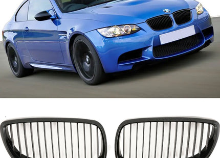 Blanksvart Grill Enkelribb BMW 3-Serie E92/E93 2006-2010 & M3 2007-2013