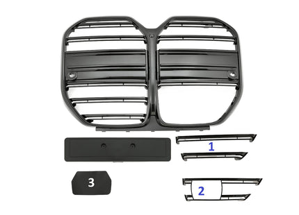 Grill med dubbla ribbor i blanksvart för BMW 4-serie G26