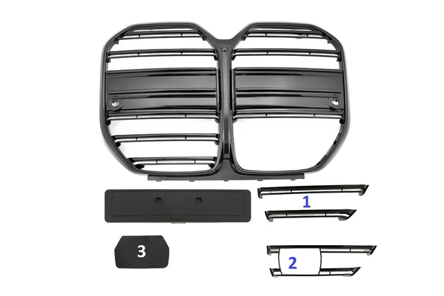 Grill med dubbla ribbor i blanksvart för BMW 4-serie G26
