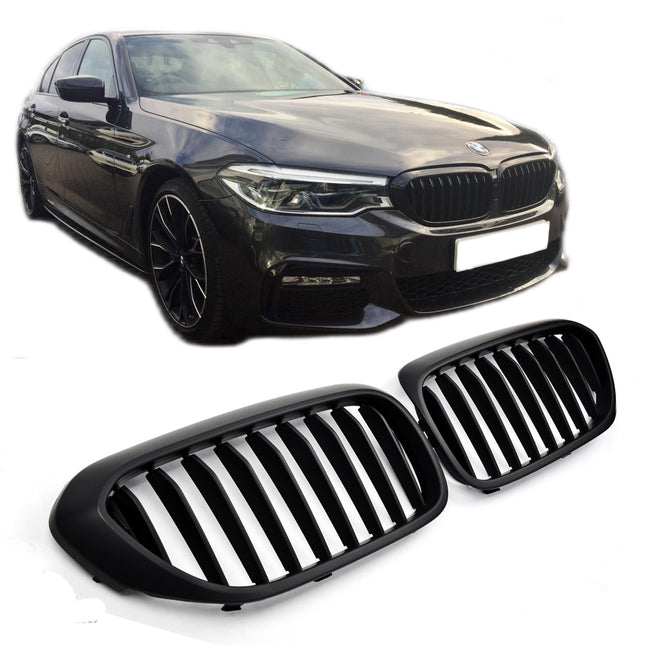 Grill med enkla ribbor i mattsvart för BMW 5-serie G30/G31
