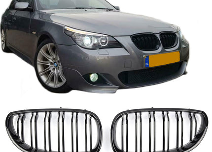 Grill med dubbla ribbor i blanksvart för BMW 5-serie E60/E61