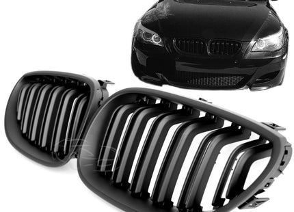Grill med dubbla ribbor i mattsvart för BMW 5-serie E60/E61