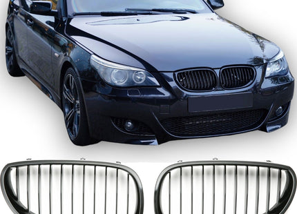 Grill med enkla ribbor i svart för BMW 5-serie E60/E61