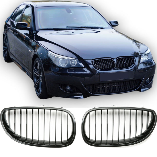 Grill med enkla ribbor i svart för BMW 5-serie E60/E61