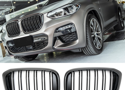 Grill med dubbla ribbor i svart för BMW X3 G01/X4 G02 (före facelift)