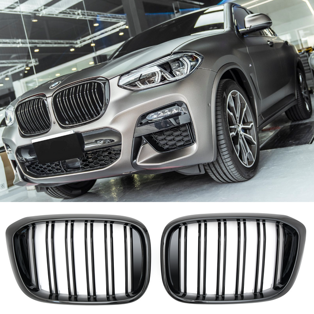 Grill med dubbla ribbor i svart för BMW X3 G01/X4 G02 (före facelift)
