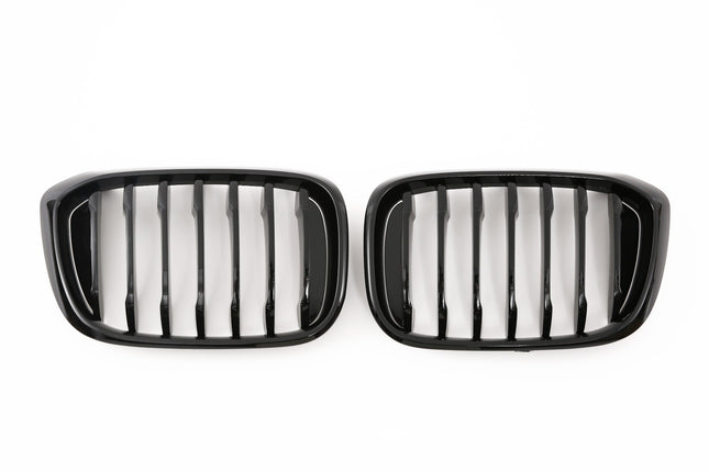 Grill med enkla ribbor i blanksvart för BMW X3 G01/X4 G02 (före facelift)