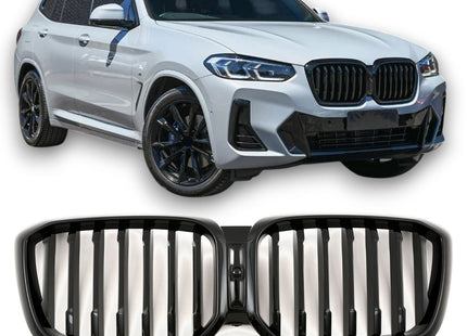 Grill med enkla ribbor i blanksvart för BMW X3 G01/X4 G02 Facelift