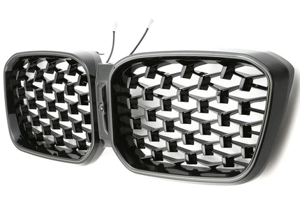 Grill Diamond i svart med LED för BMW X3 G01/X4 G02 Facelift