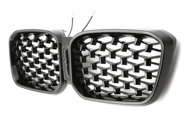 Grill Diamond i svart med LED för BMW X3 G01/X4 G02 Facelift