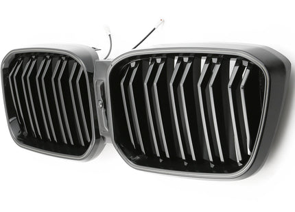 Grill med dubbla ribbor i svart med LED för BMW X3 G01/X4 G02 Facelift