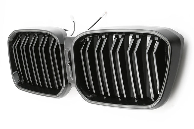Grill med dubbla ribbor i svart med LED för BMW X3 G01/X4 G02 Facelift